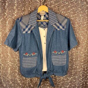 Napa Valley Denim Embroidered W/‎ Sewed in Under Shirt